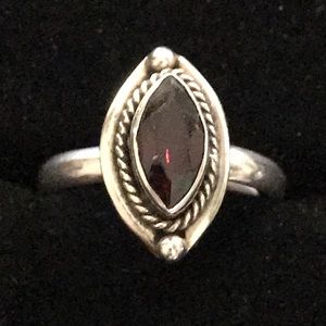 Vintage Navajo Sterling Silver Red Garnet Ring